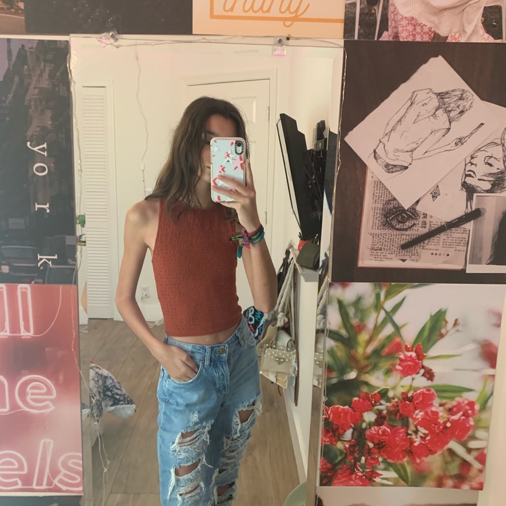 smocked tank top
